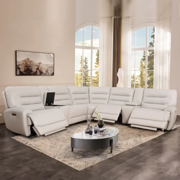 Aubrey Leather Power Reclining Sectional